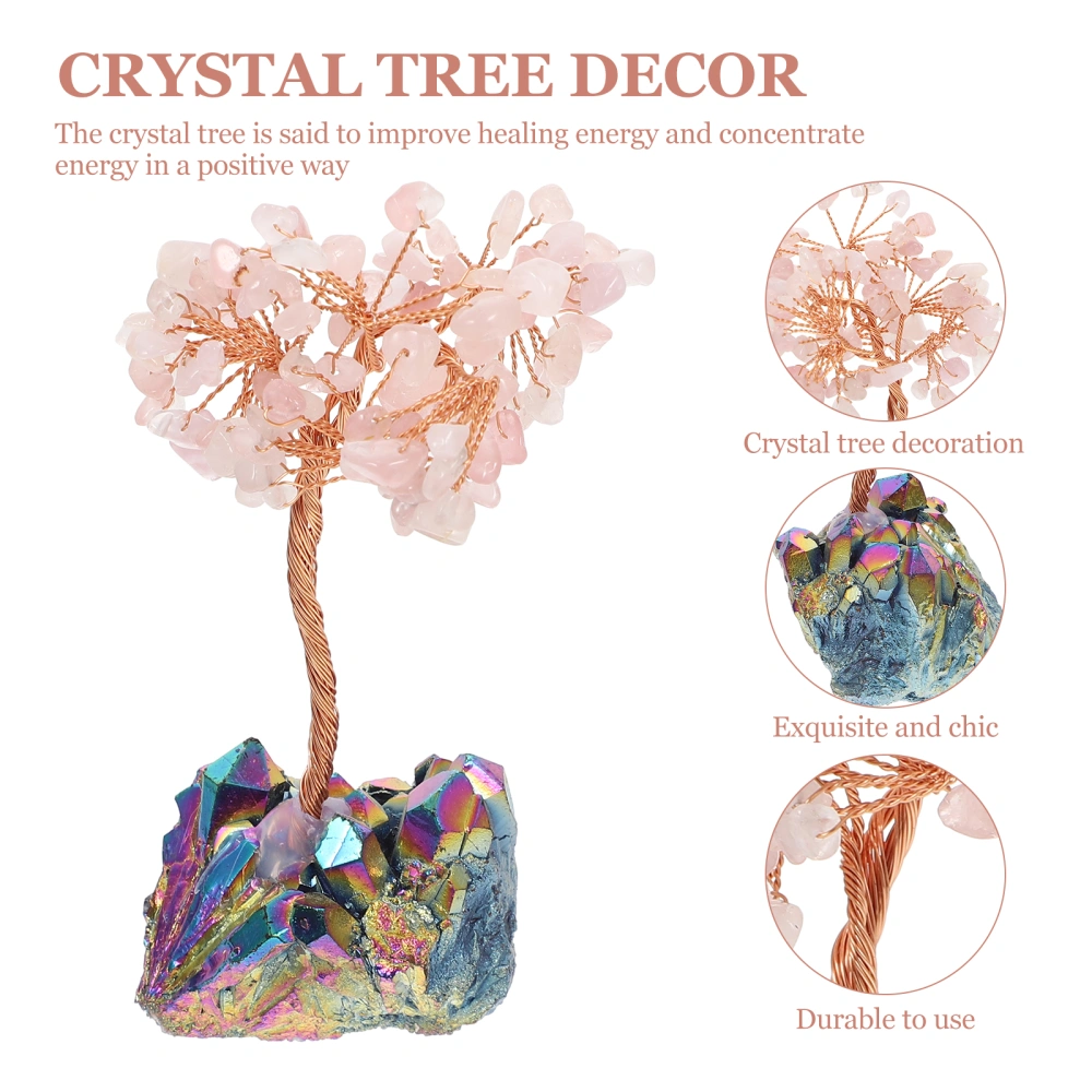 Natural Pink Crystal Tree Ornament Creative Household Desktop Small Decoration