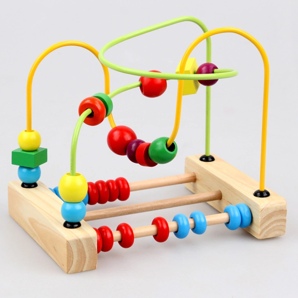 Creative Baby Math Toys Colorful Wooden Around Beads Wire Maze Educational Toys Gift