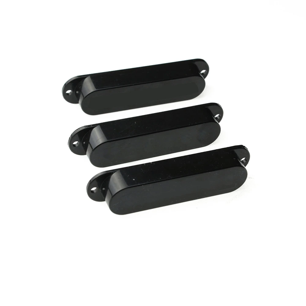 3pcs Closed Solid Single Coil Pickup Cover for Electric Guitar Replacement Plastic Black