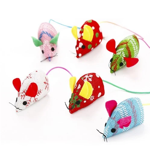 6pcs Plush Mouse Shaped Toys Stuffed Mice Toys Chewing Mouse Toy for Cats Kitten