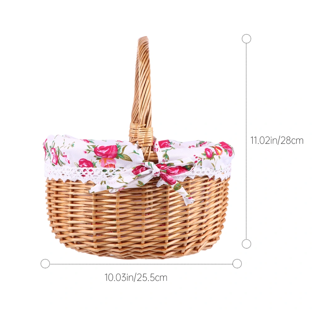 1 Pc Beautiful Fruit Holder Wicker Storage Box Hand-woven Flower Basket (S)