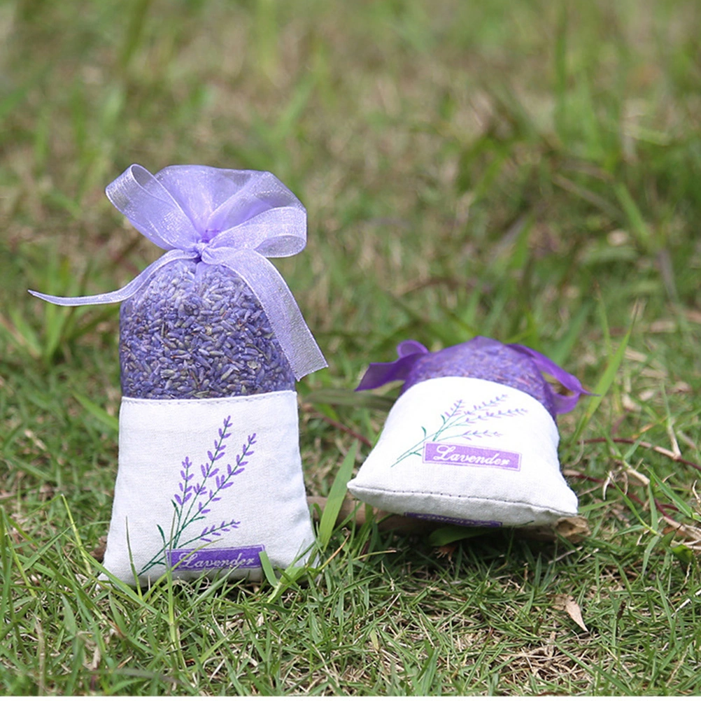 25pcs Empty Lavender Bags Floral Printing Fragrance Pouch Sachets Bag for Relaxing Sleeping (New Dark Purple)