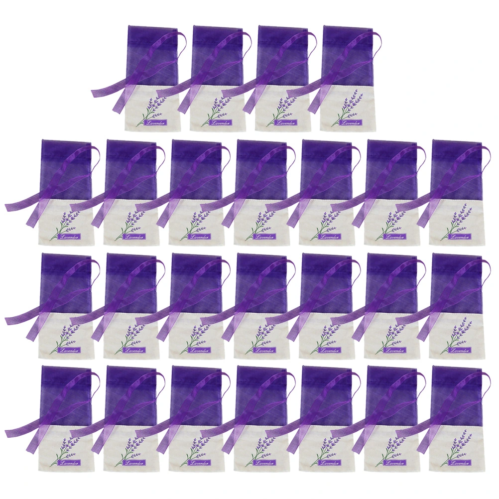 25pcs Empty Lavender Bags Floral Printing Fragrance Pouch Sachets Bag for Relaxing Sleeping (New Dark Purple)