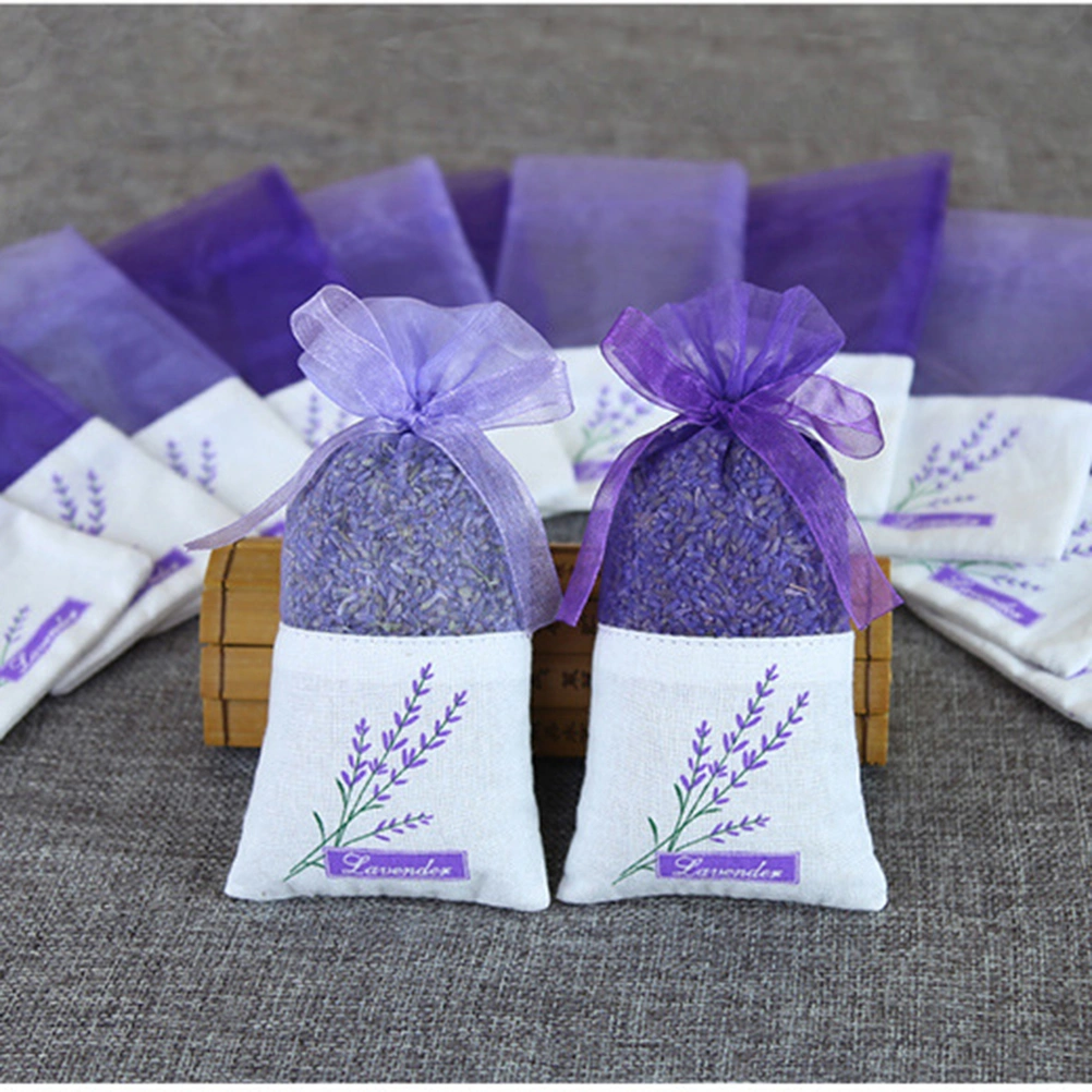25pcs Empty Lavender Bags Floral Printing Fragrance Pouch Sachets Bag for Relaxing Sleeping (New Dark Purple)
