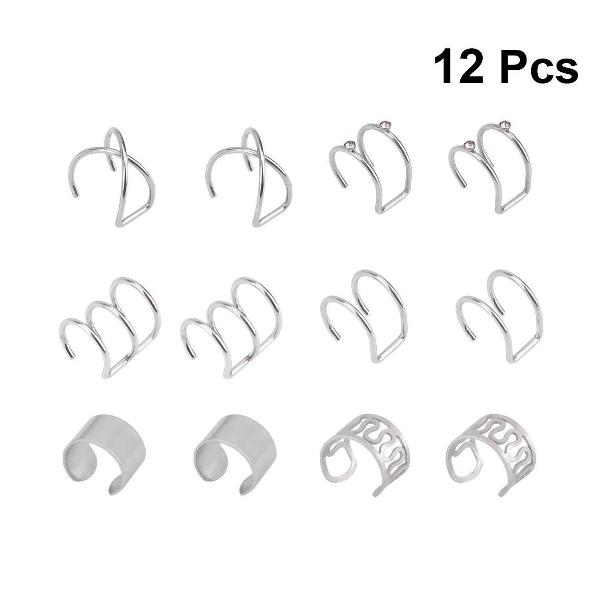 6 Pairs Simple Ear Clips Fashion Metal Ear Clips Men Women Ear Cuff Non-Piercing Ear Decoration (Steel Color)