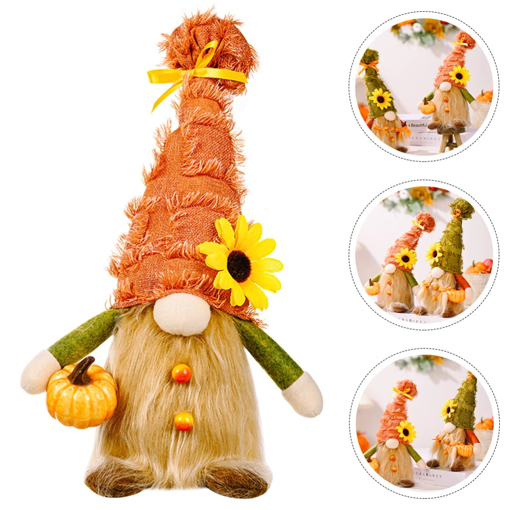 Fall Gnome Doll Funny Holding Pumpkins Doll Decor Thanksgiving Dwarf Ornament