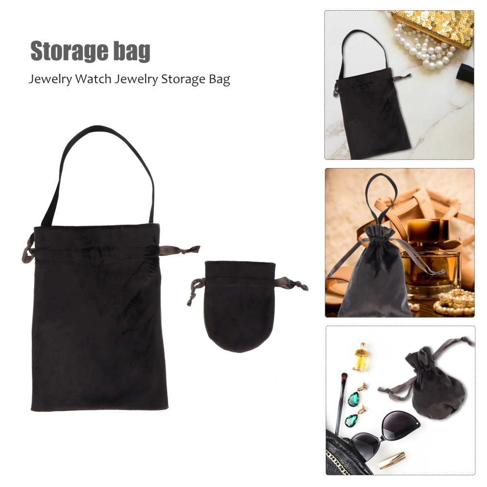 2pcs Flannel Decorative Jewelry Storage Bag Useful Drawstring Gift Bag