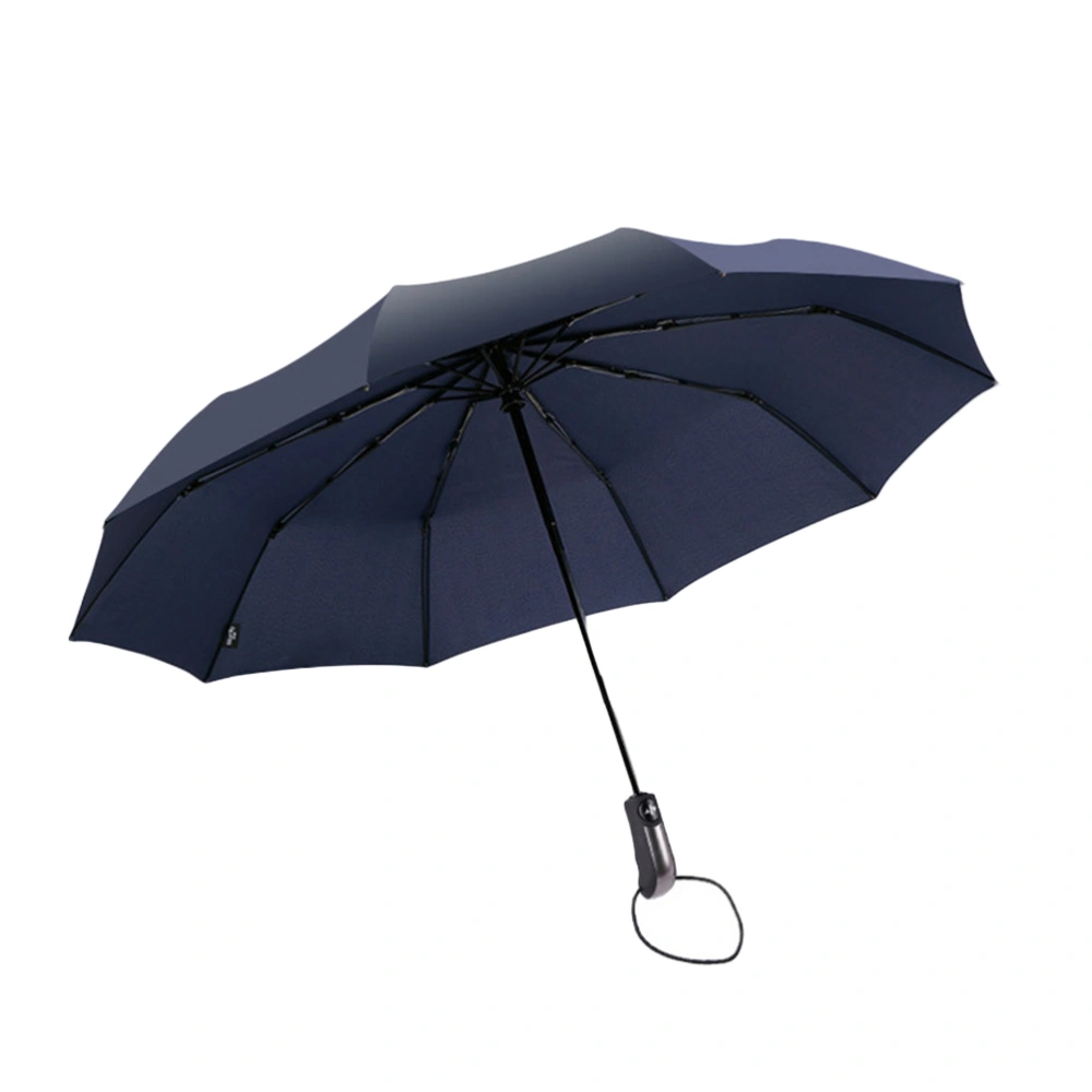 Windproof Double Automatic Folding Umbrella Female Male Ten Bone Car Luxury Large Business Umbrella Rain Parasol(Navy Blue)