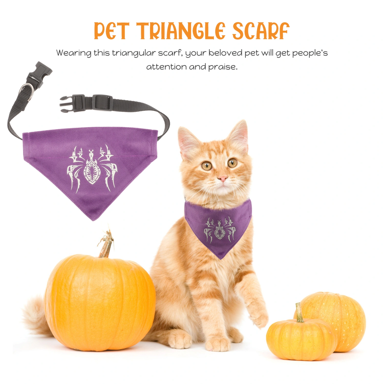 Halloween Pet Bandana Portable Dog Bandana Decorative Dog Luminous Spider Bandana