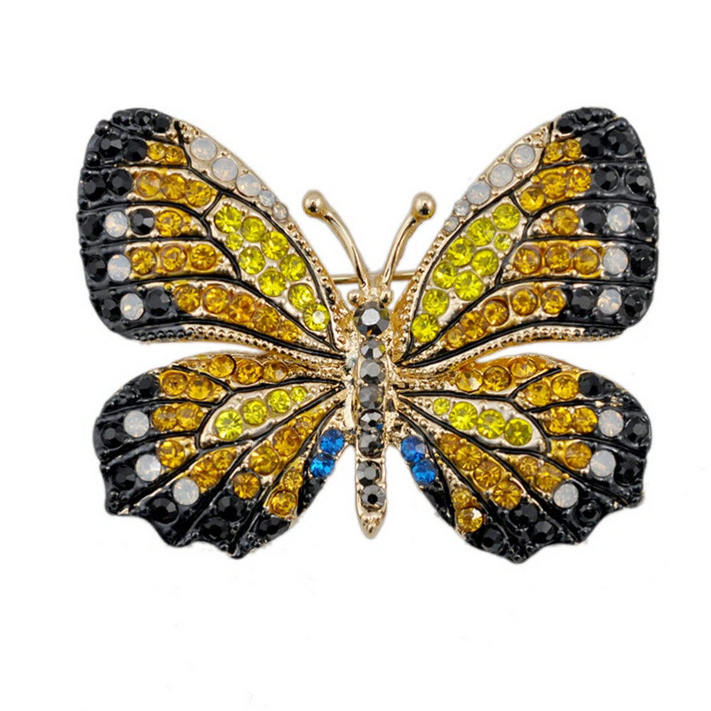 Colorful Rhinestone Brooches Pin (Black+Yellow+Egg White)