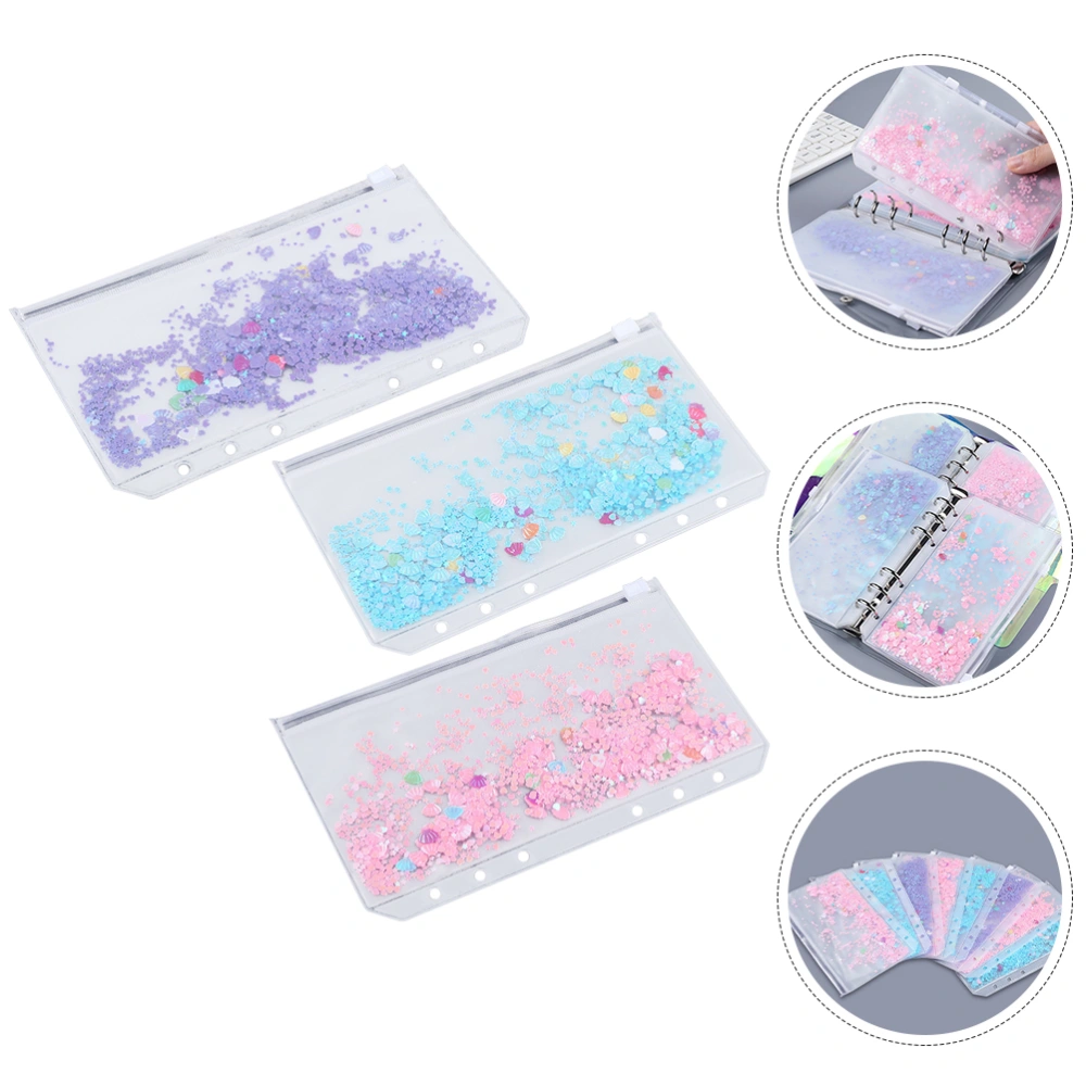 3pcs Binder Zipper Pouches Business Card Storage Bags Delicate Storage Bags Binder Storage Bags