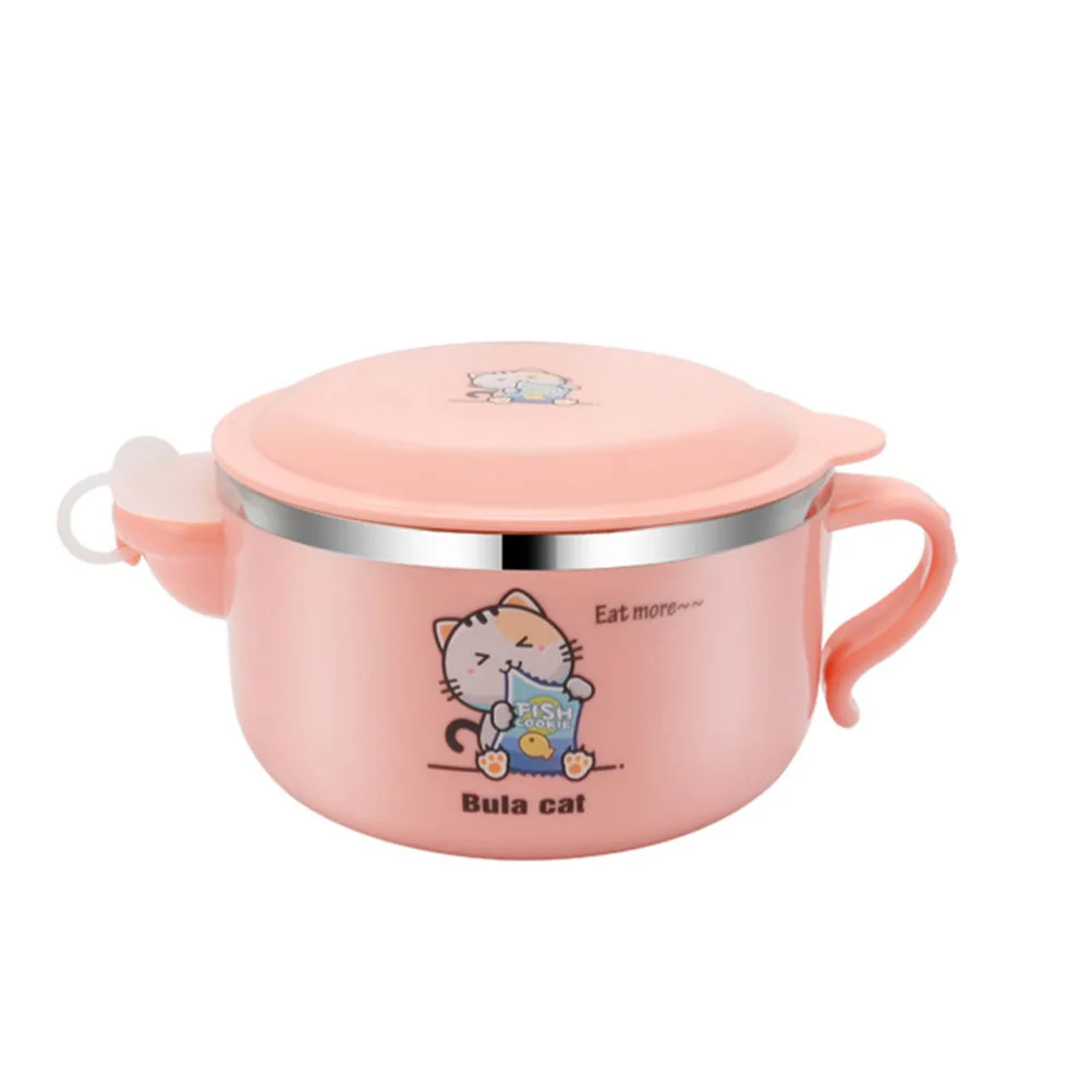 1Pc Stainless Steel Baby Bowl Insulation Bowl Kids Food Serving Bowl (Pink)