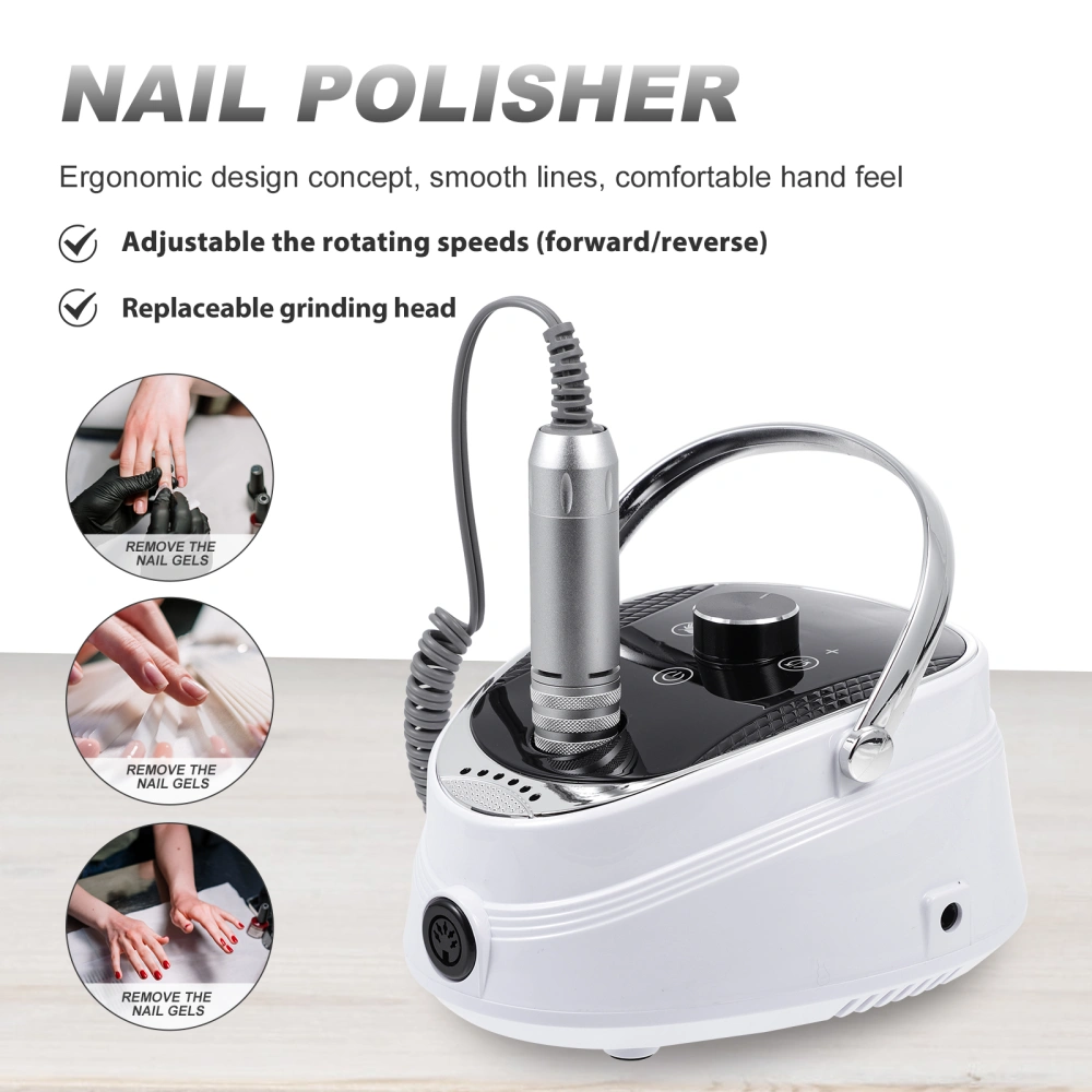 1 Set Electric Nail Grinding Machine Metal Handle Charging Nail Art Polisher EU Plug