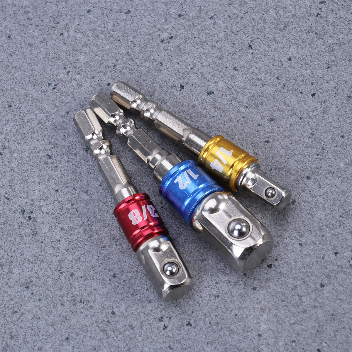 3Pcs 1/4" 3/8" 1/2" Color Hex Square Socket Adapter Set Nut Driver Power Drill Impact Socket Extension Bit