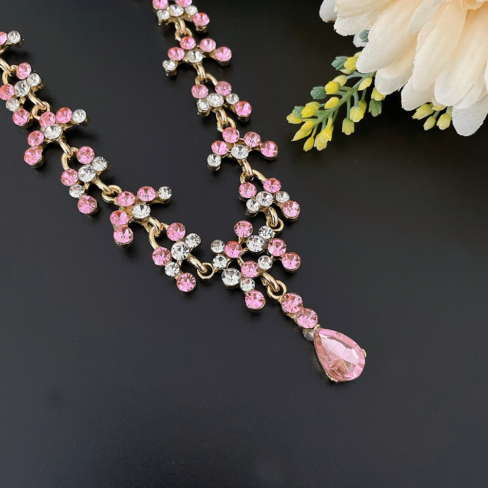 1 Set Women Necklace Earrings Bride Delicate Rhinestone Necklace Jewelry Gift