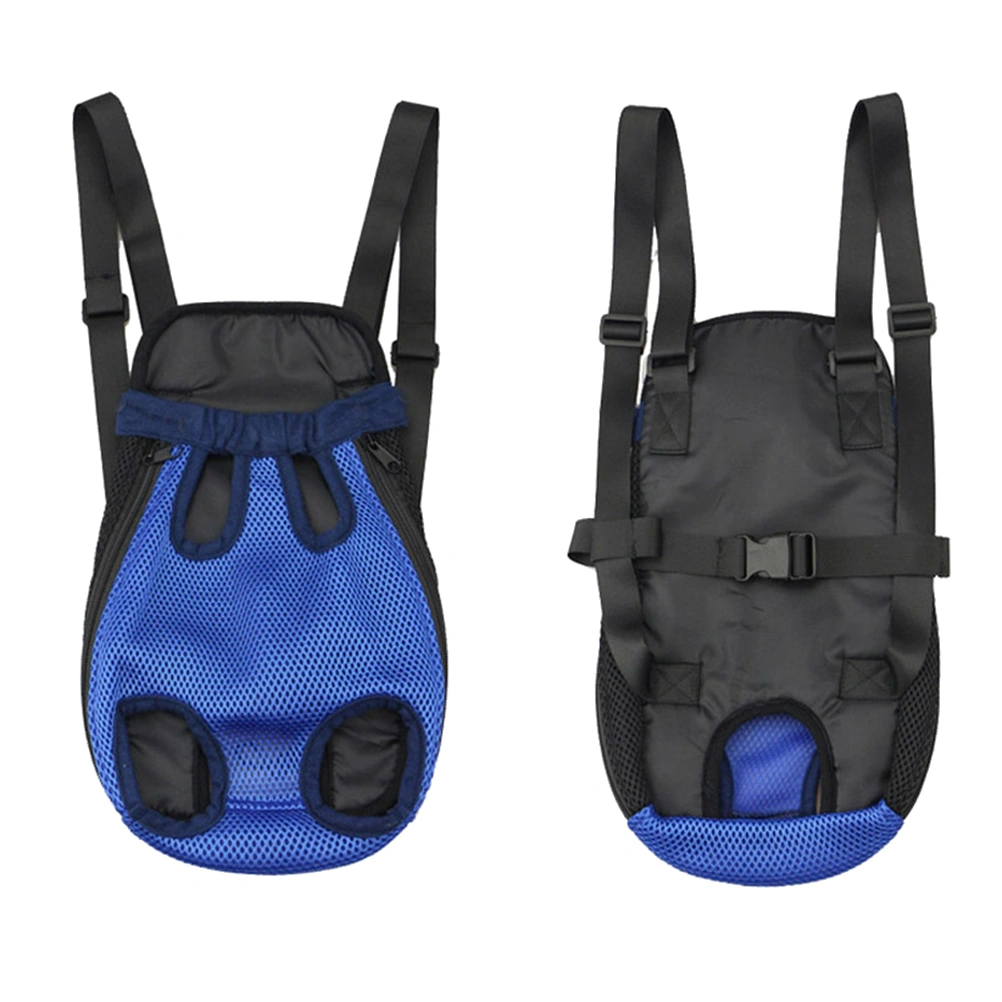 Pet Carrier Backpack Adjustable Pet Front Cat Dog Carrier Travel Bag Hands-free Legs Out Size M(Blue)