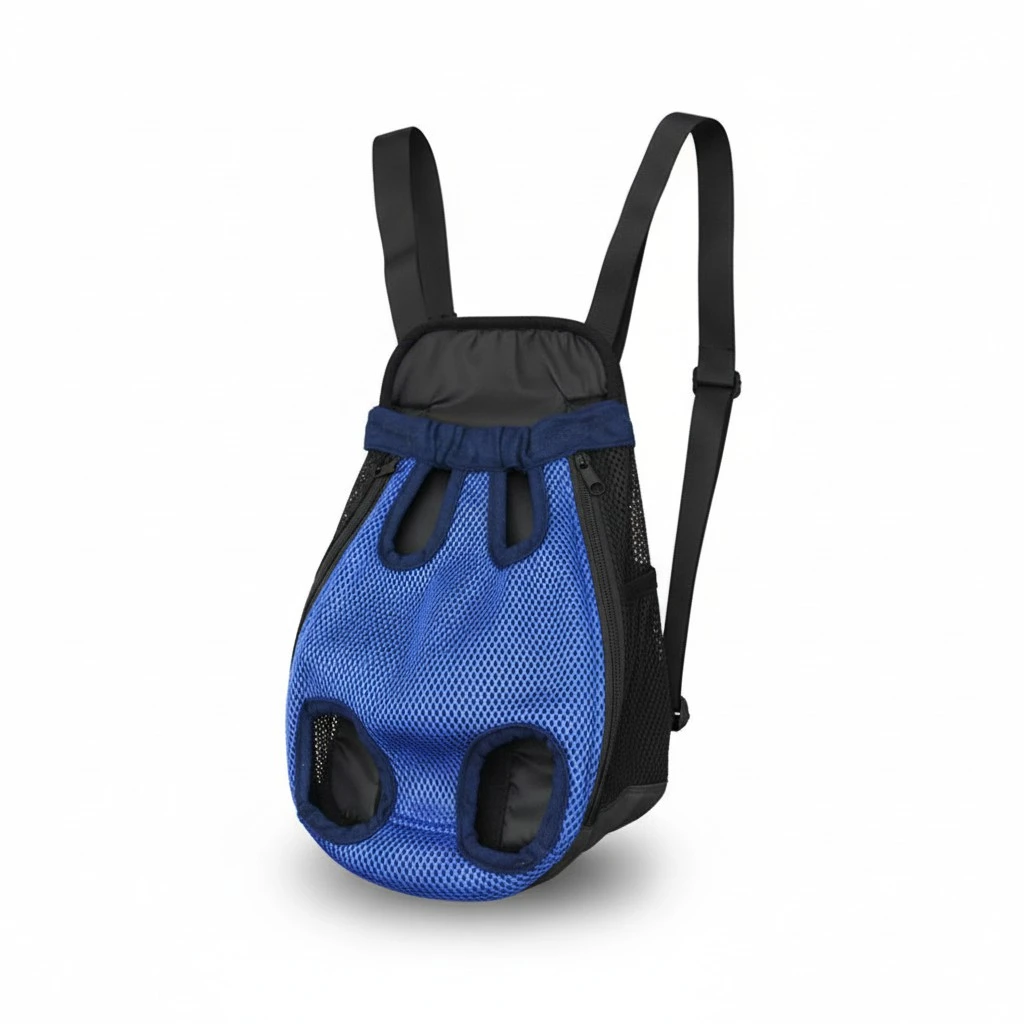 Pet Carrier Backpack Adjustable Pet Front Cat Dog Carrier Travel Bag Hands-free Legs Out Size M(Blue)