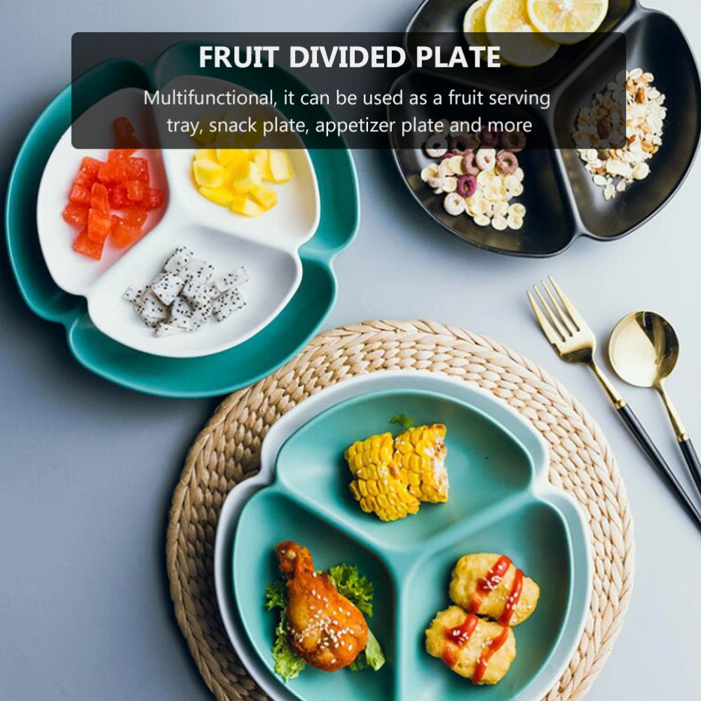 1pc Fruit Divided Plate Ceramic Food Serving Plate Appetizer Serving Platter