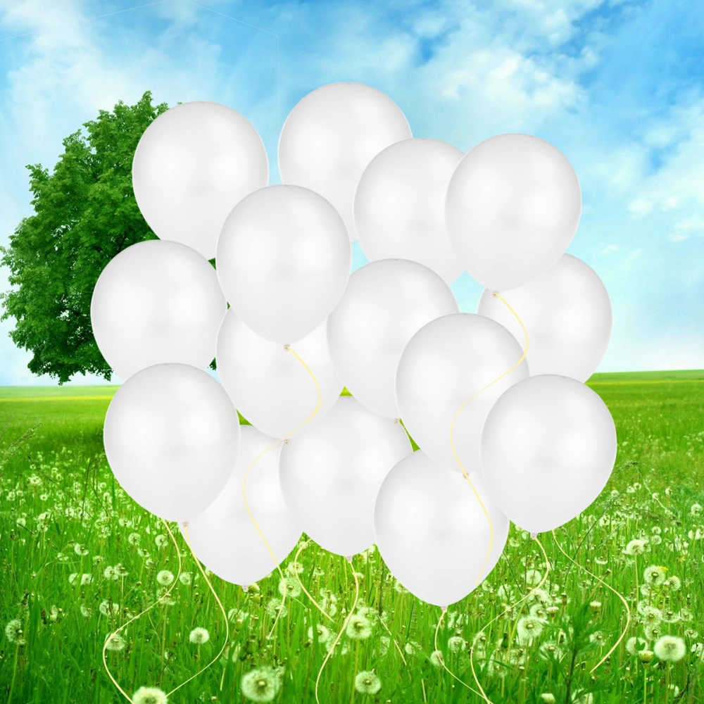 NUOLUX 100pcs 12 Inch Bright Color Latex Metallic Balloons (White)