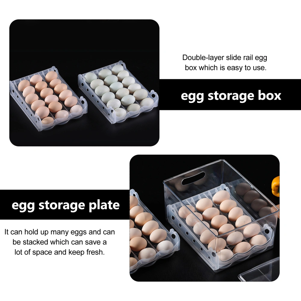 Refrigerator Double Layer Slide Type Transparent Egg Food Preservation Box