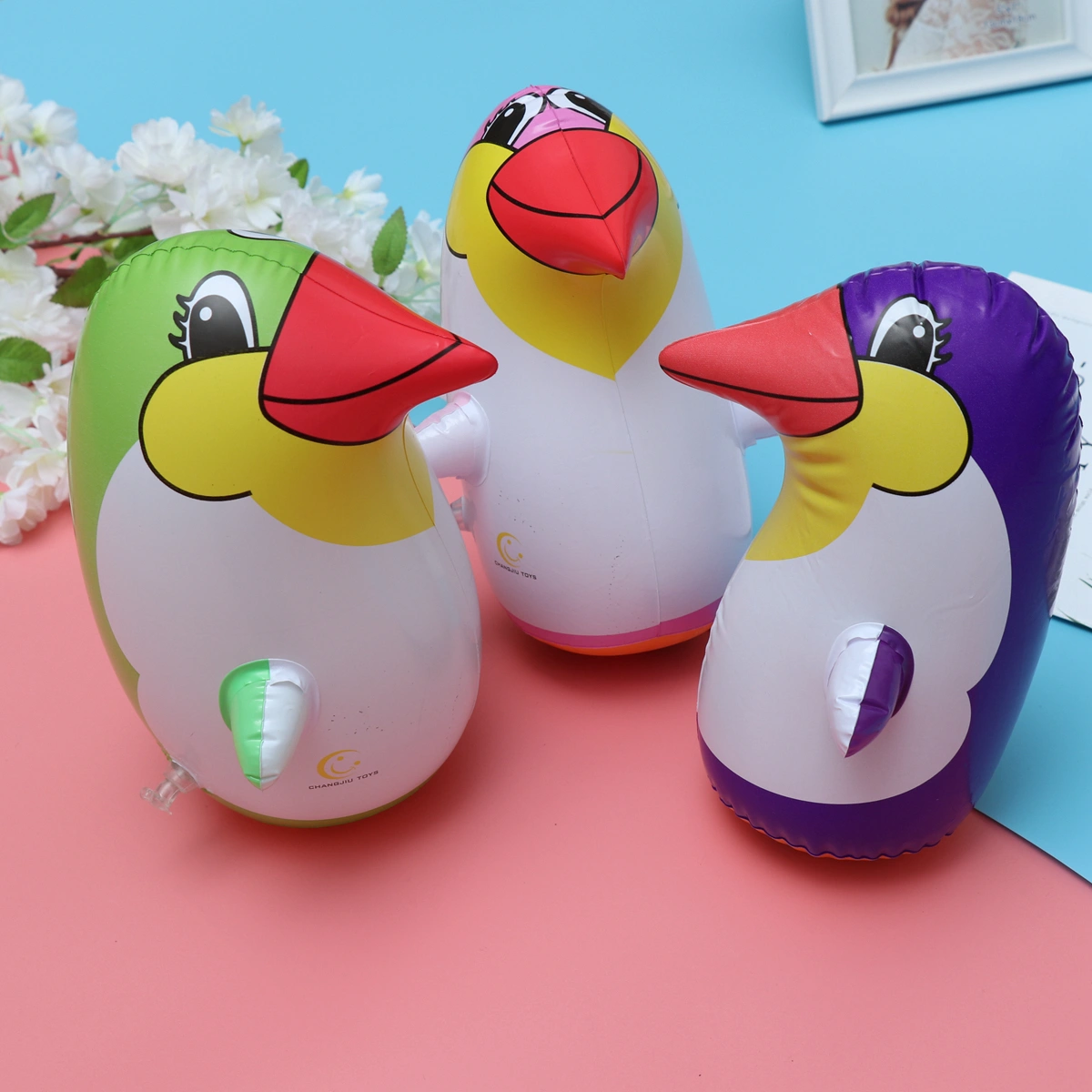 3pcs Inflatable Punching Penguin Toy Tumbler Toy Party Accessory for Kids - 22cm (Random Color)