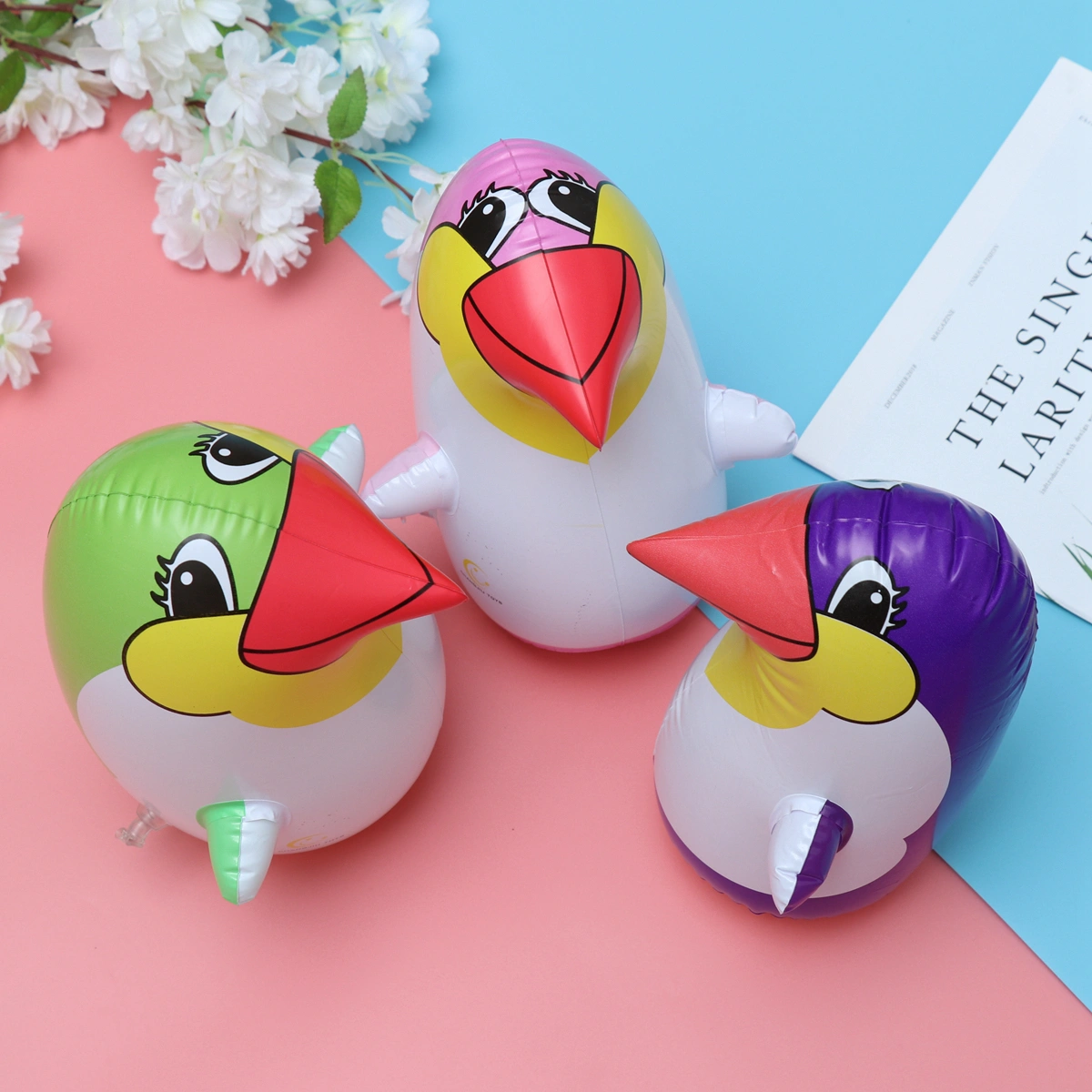 3pcs Inflatable Punching Penguin Toy Tumbler Toy Party Accessory for Kids - 22cm (Random Color)