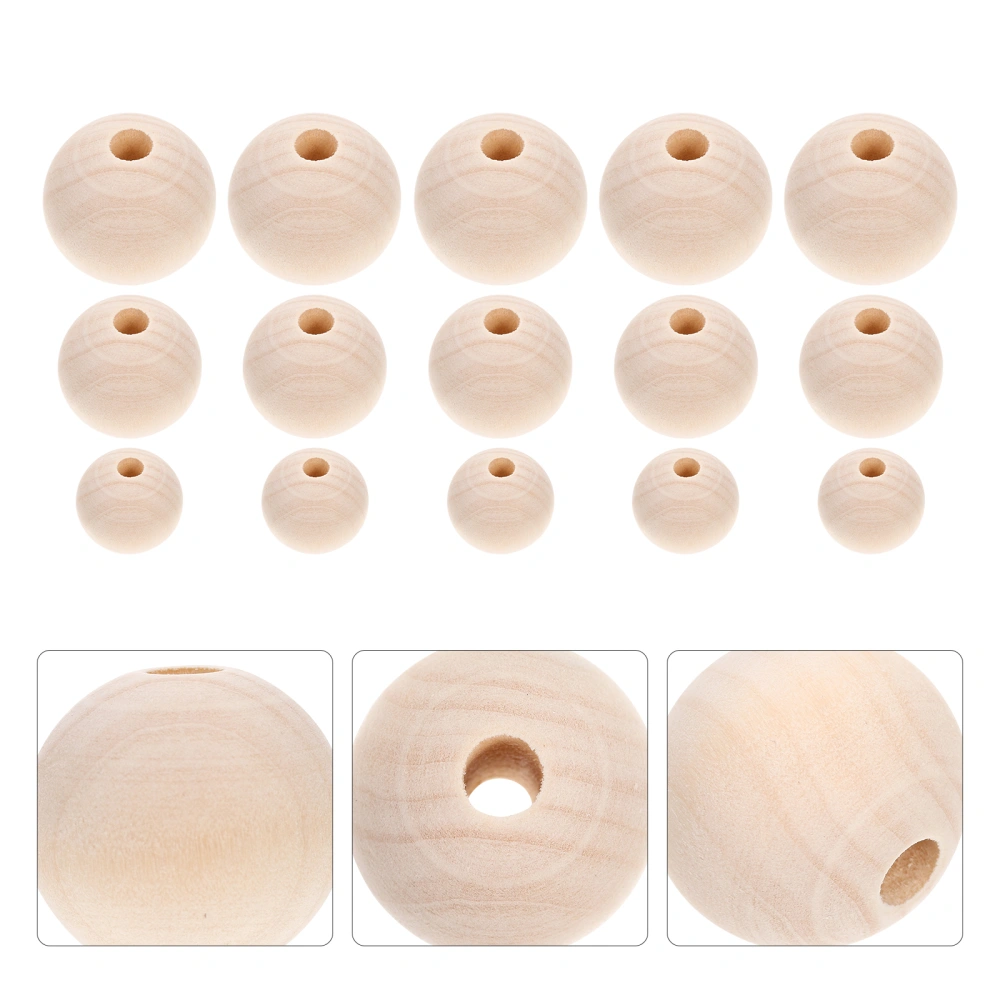 150pcs Round Wood Beads Crafts DIY Beads Unpainted Jewelry Making Beads