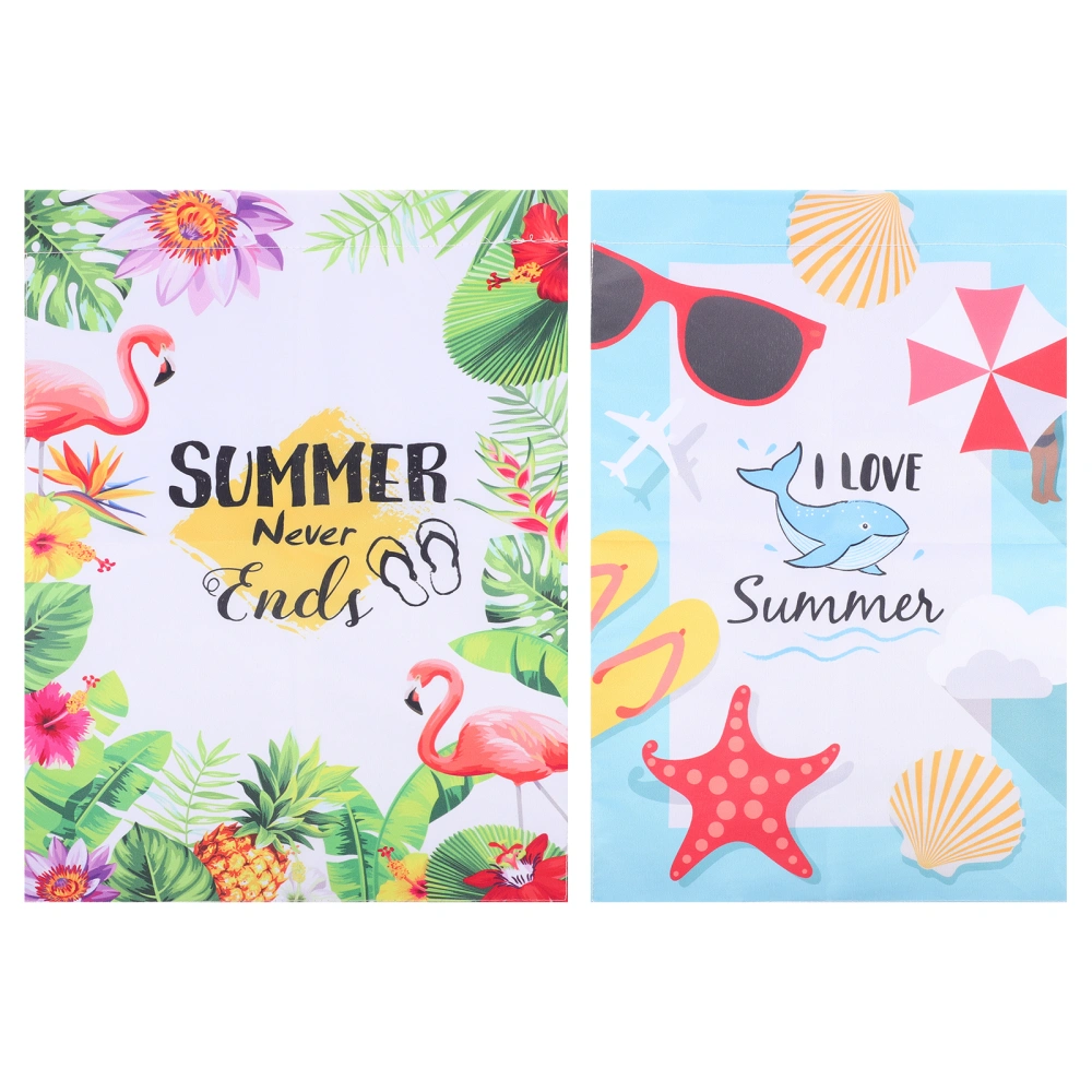 2Pcs Summer Garden Flag Double-sided Garden Flag Courtyard Garden Flag Outdoor Garden Decor