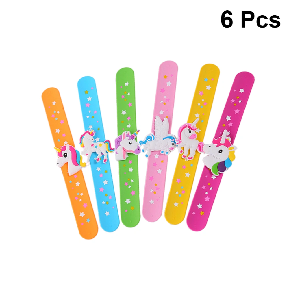 6pcs Unicorn Slap Bracelets Wristbands Slap Bands Toy Party Supplies for Kids Children (Random Color)