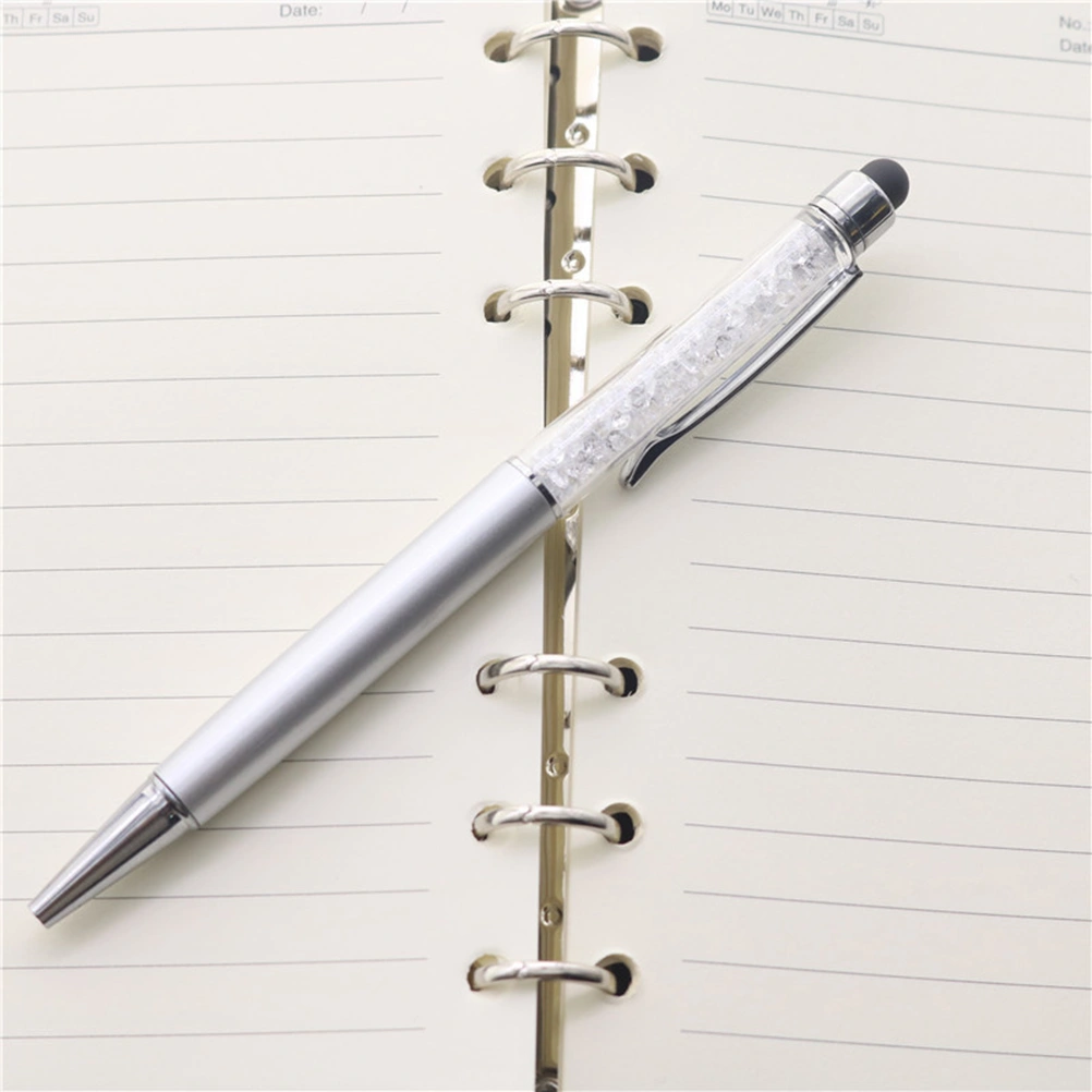 2pcs Stylus Pens 2-in-1 Multi Function Stylish Bling Slim Crystal Diamond Stylus and Ink Ballpoint Pens for All Capacitive Touch Screen Device (Silver)