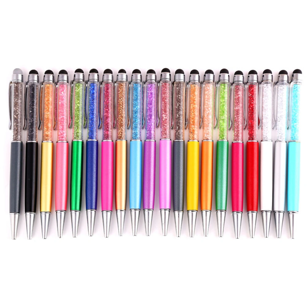 2pcs Stylus Pens 2-in-1 Multi Function Stylish Bling Slim Crystal Diamond Stylus and Ink Ballpoint Pens for All Capacitive Touch Screen Device (Silver)