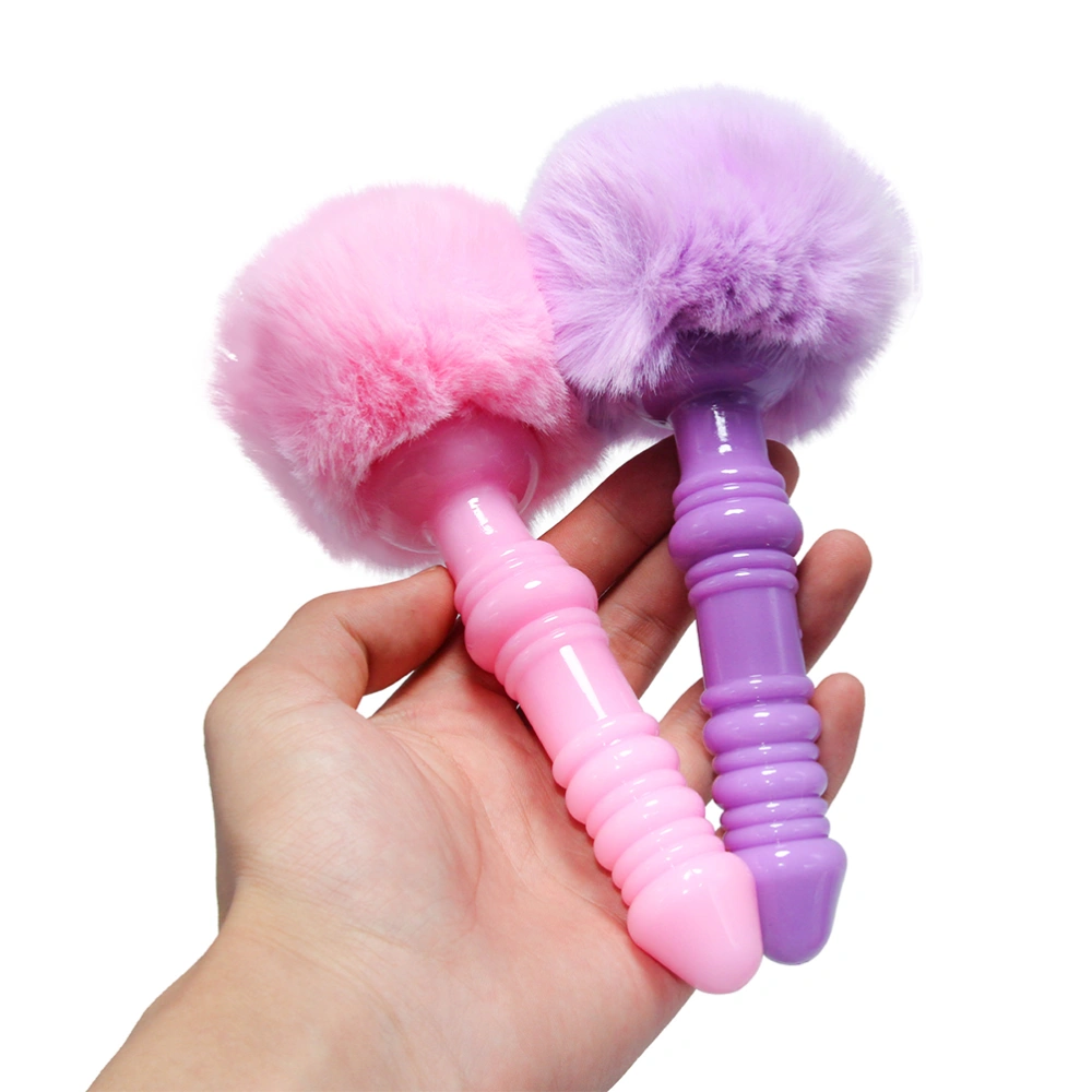 Rubber Anal Plug Hair Ball Tail Anal Plug Prostate Massager Butt Plug BDSM Sex Toys for Women Adult Sex Game (Purple)