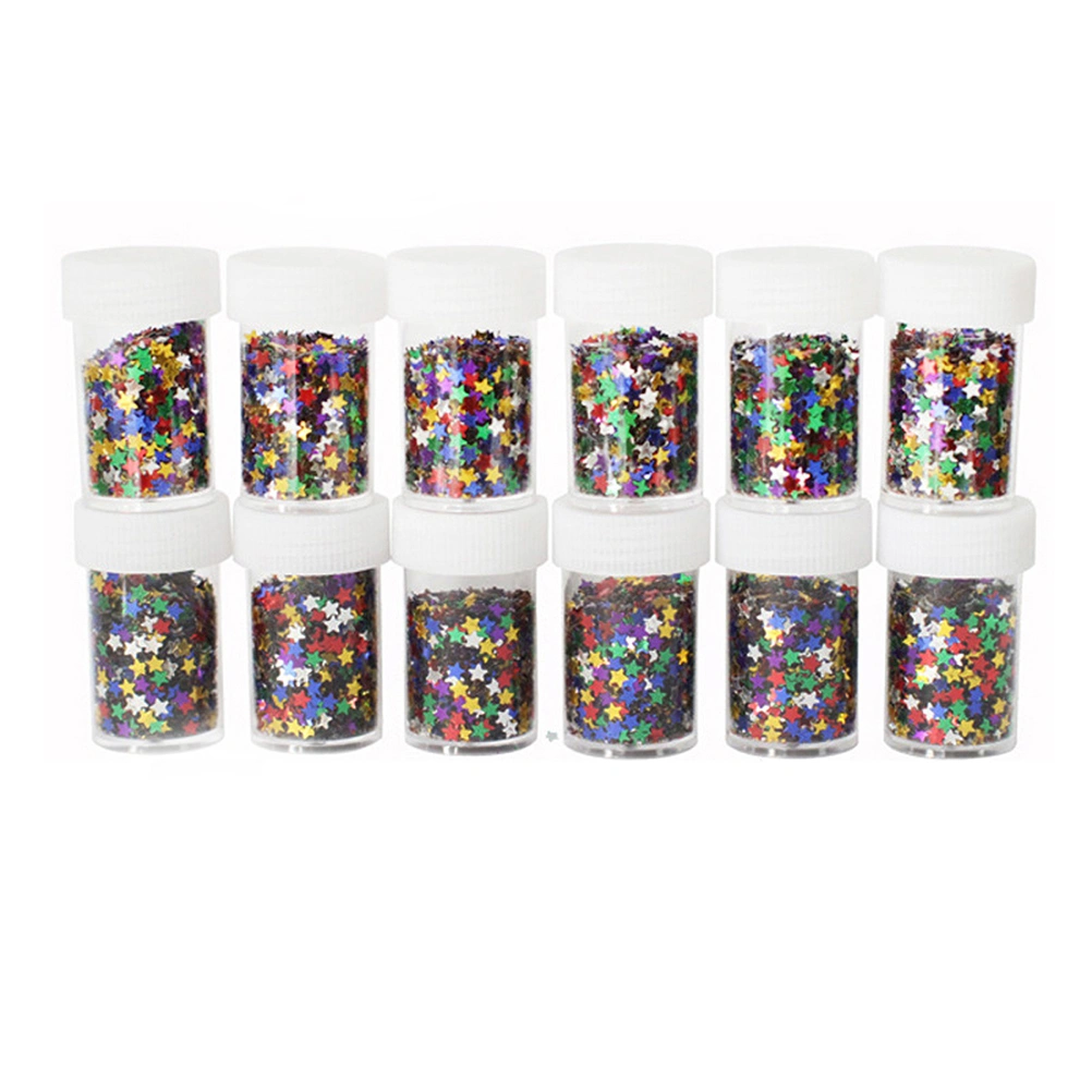 12 Bottles Glitter Shiny Colorful Sequins Spangles For Children Kids DIY Arts And Crafts Painting Decoration (Star)