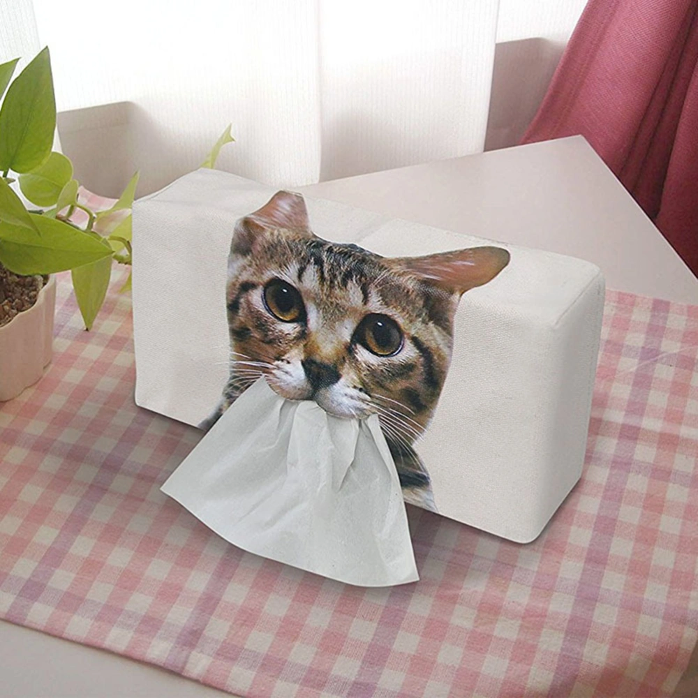 1pc Cat Pattern Tissue Box Holder Container Napkin Box for Living Room (Cat Pattern Random)