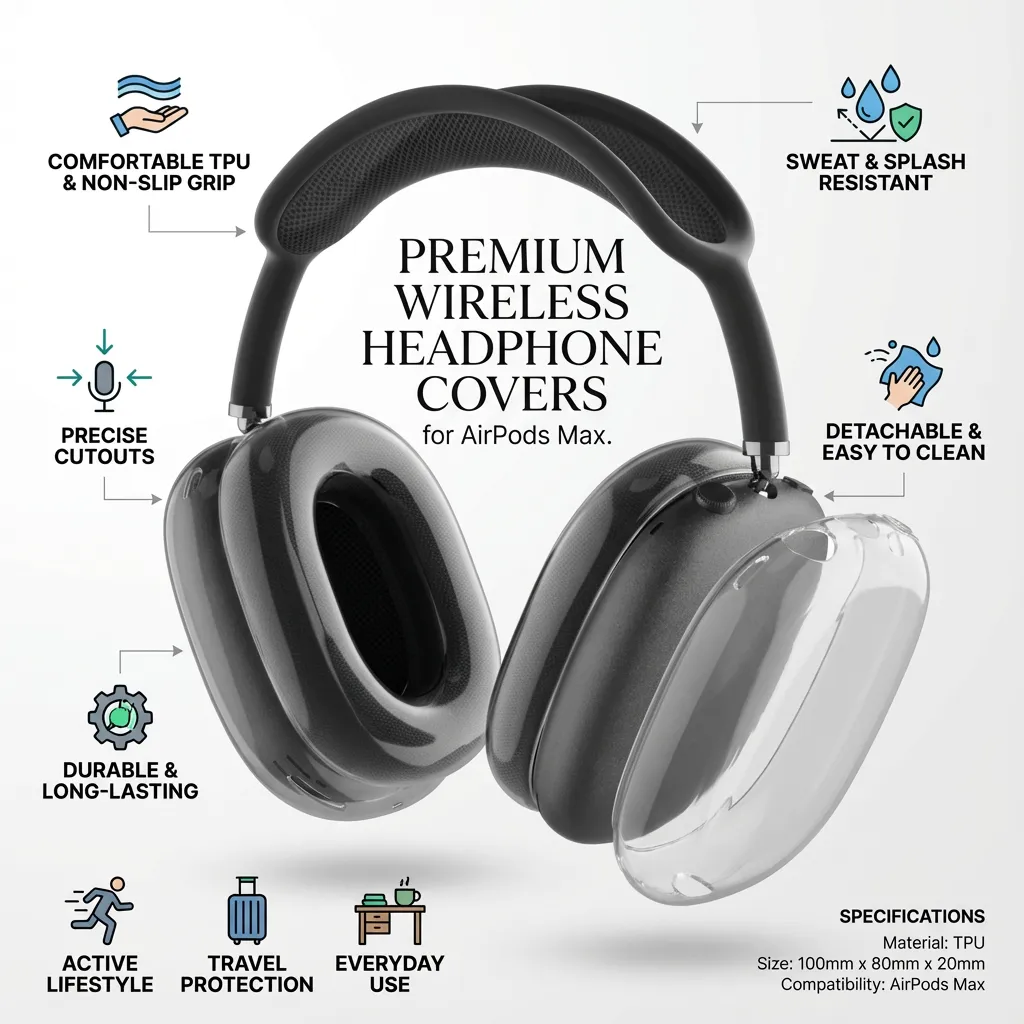 1 Pair Wireless Headphone Cover Compatible For AirPods Max Wireless Earphone Shell