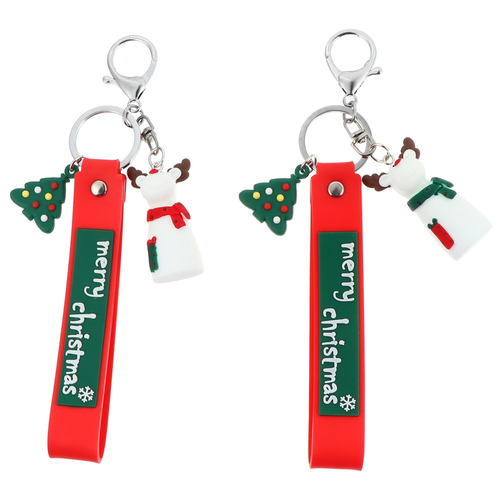 2pcs Resin Christmas Design Pendant Key Hanging Decor Key Ring Bag Hanging Decor