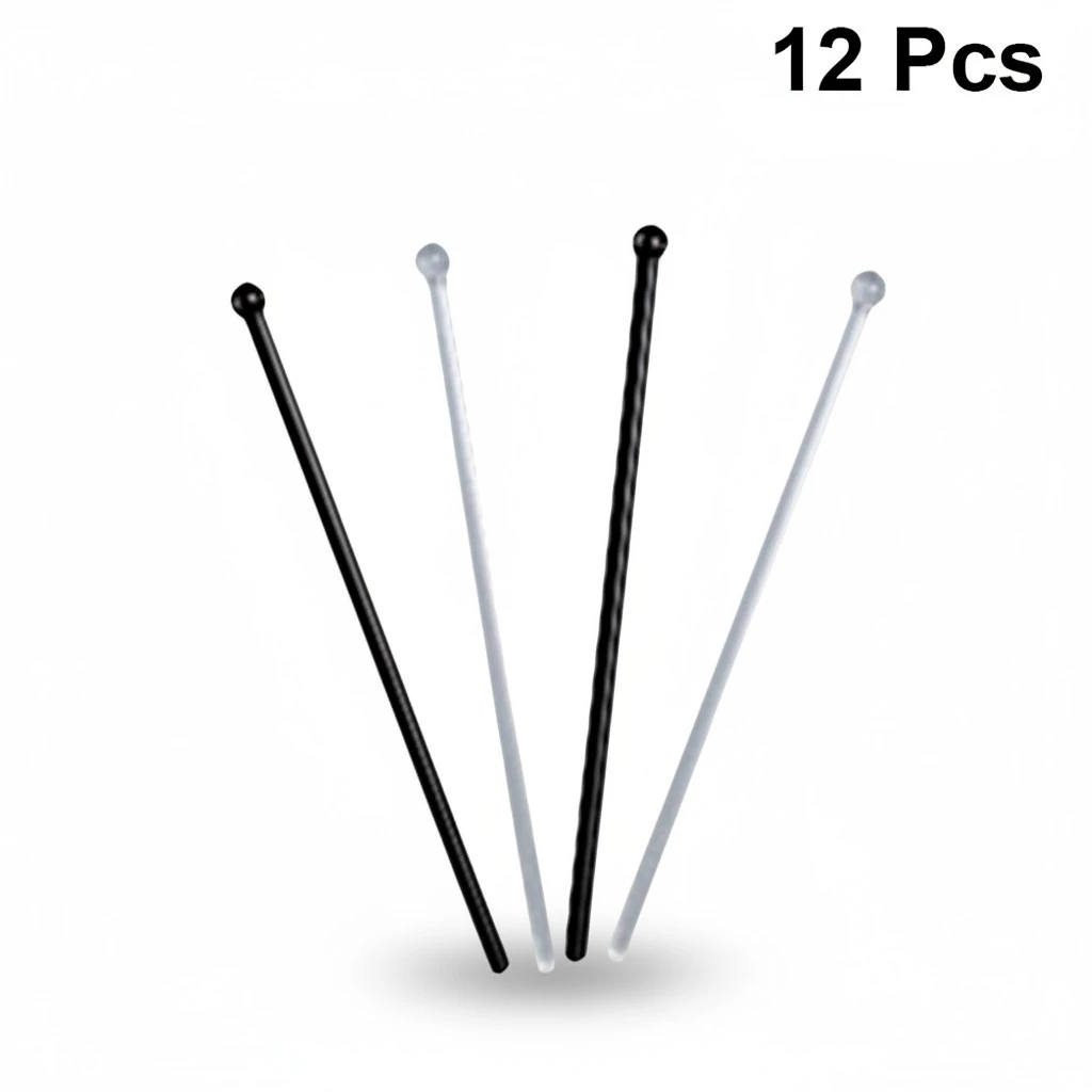 12PCS Plastic PVC Black Transparent Wine Stirring Stick Juice Stirring Stick Coffee Mixing Stick Beverage Stick Bar supplies