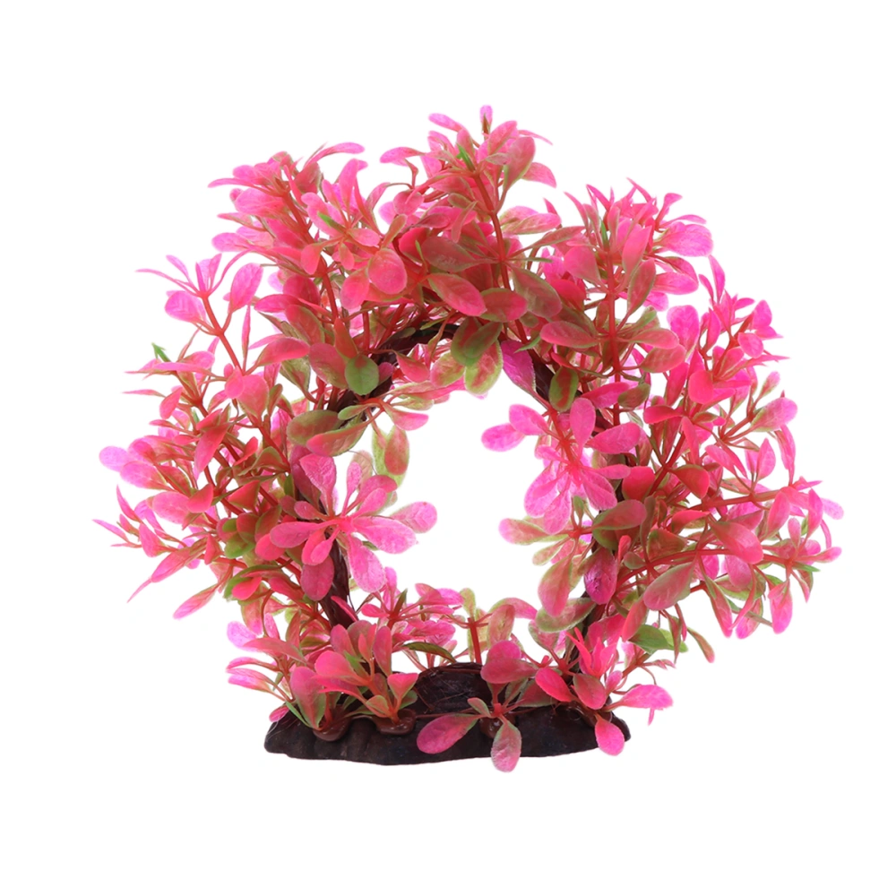 High Imitation Aquatic Fish Aquarium Rockery Landscape Ornament Set Scenery False Aquatic Plants Deformed Curved Flower Door (Pink)