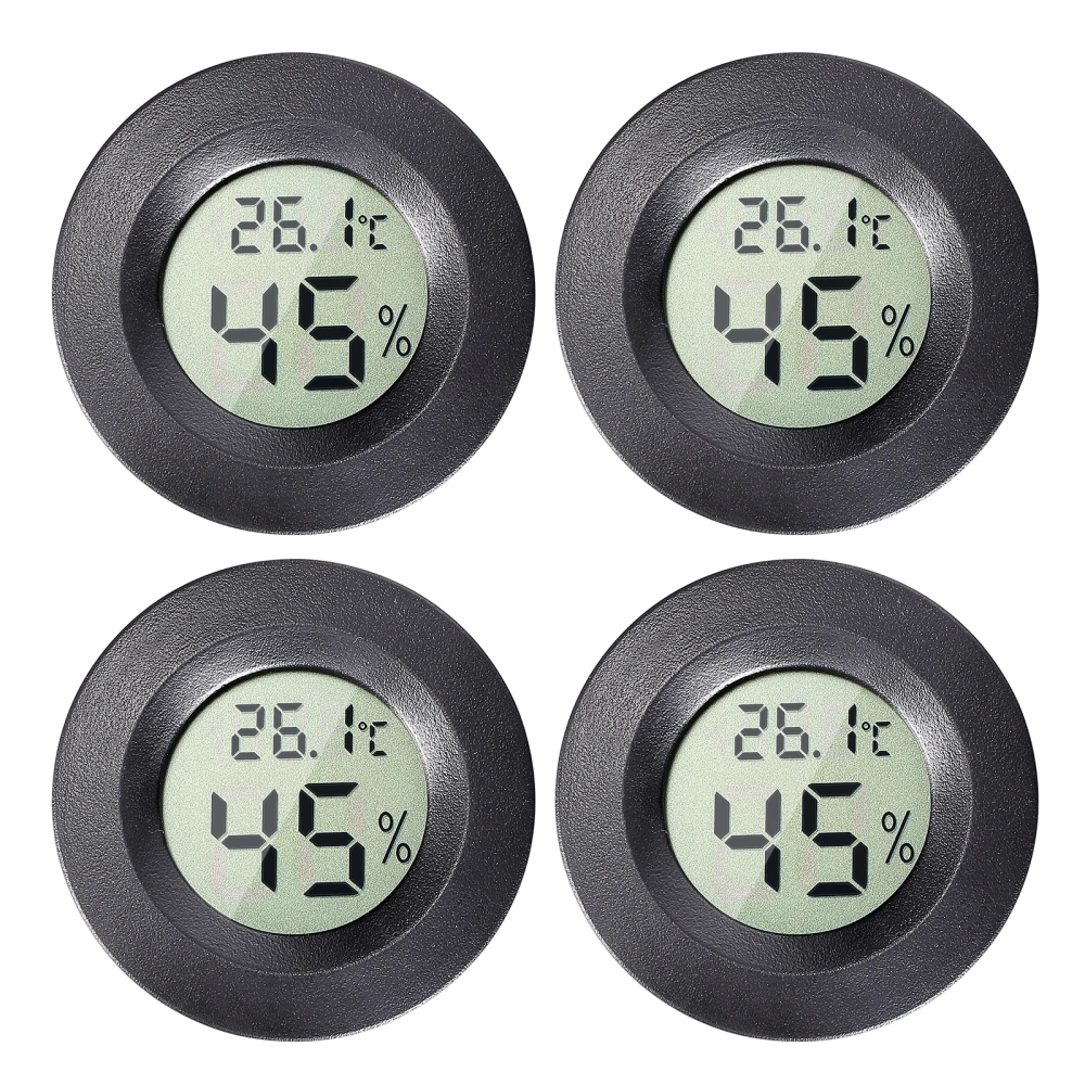 ledmomo 4pcs Mini Hygrometer Thermometer Digital LCD Monitor Humidity Meter Gauge Temperature for Reptile Plant (Black)