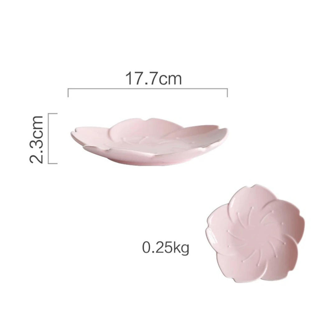 1Pc 7Inches Creative Japanese Gradual Petal Ceramic Tableware Western Dish Tableware Durable Fruit Plate Simple Dish Plate(Pink)