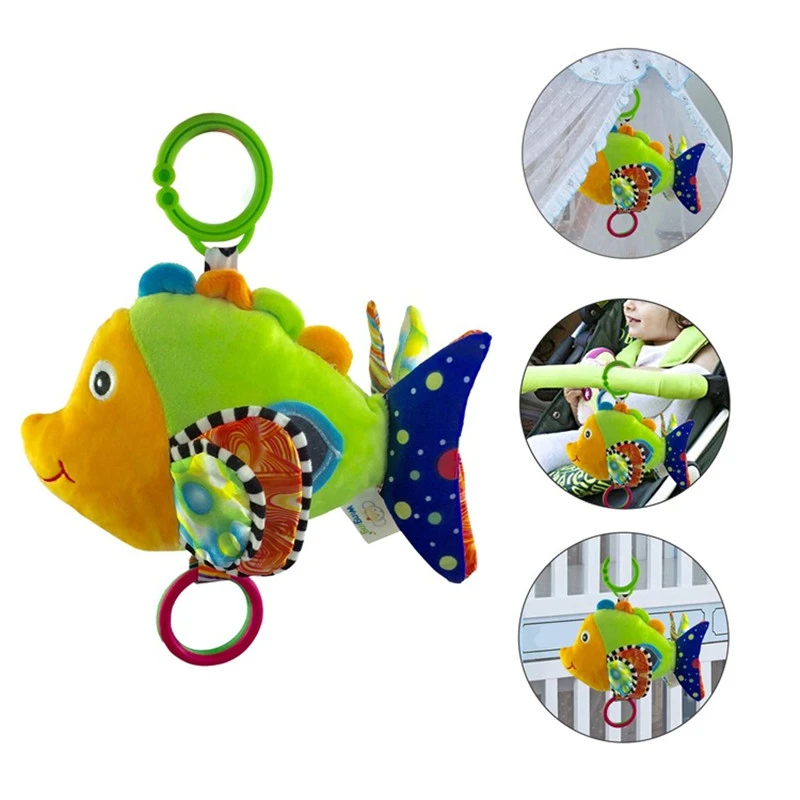 Animal Crib Hanging Toys Newborn Stroller Bell Hanger Infant Bed Cot Hanging Toys for Baby (Fish)