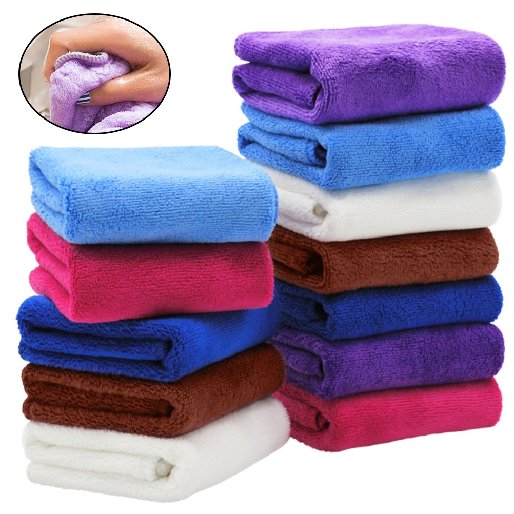 10pcs Water Absorption Dish Towel Kitchen Cleaning Towels Househould Dishcloth (Random Color)