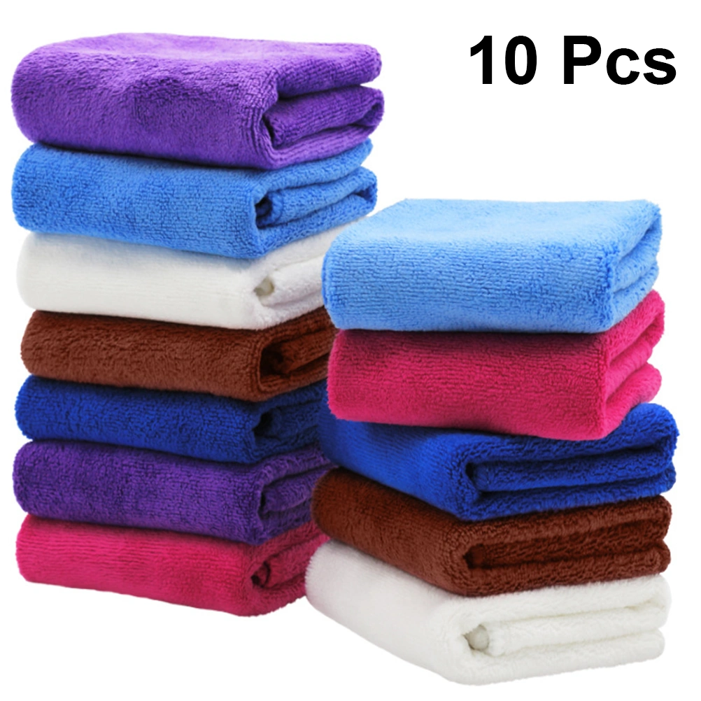 10pcs Water Absorption Dish Towel Kitchen Cleaning Towels Househould Dishcloth (Random Color)