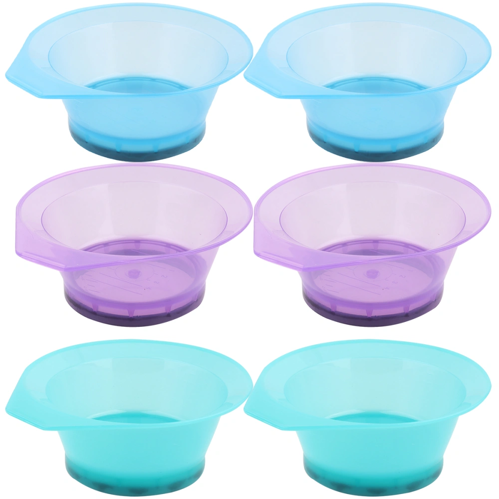 6pcs Transparent Hairdressing Bowl DIY Hair Dye Bowl Hair Salon Color Mixing Dye Bowl (Random Color)