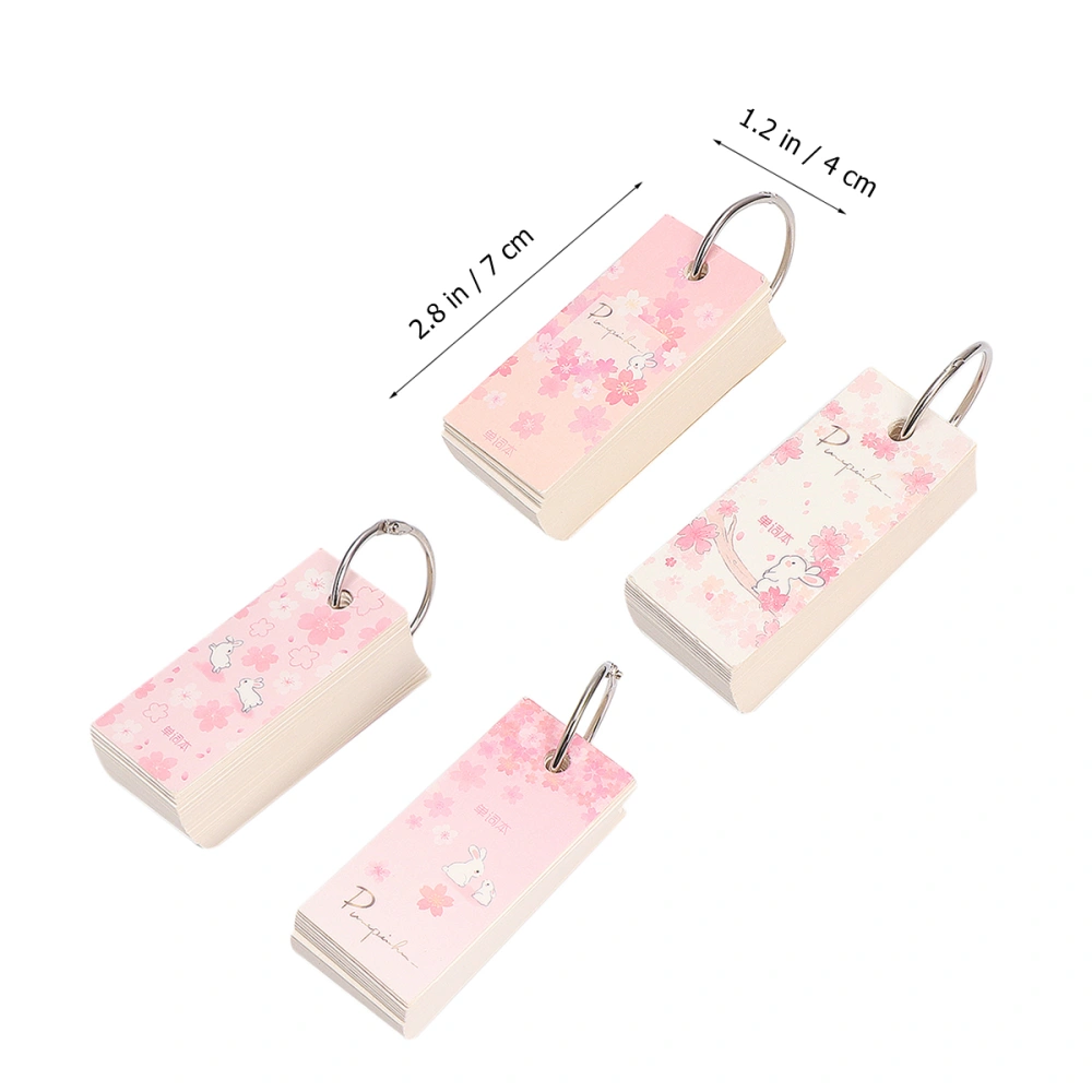 4pcs Sakura Pink Binder Note Pads Portable Loose-Leaf Notepad Flash Cards Memo Scratch Notes Pads for School Office  (Mixed Pattern)