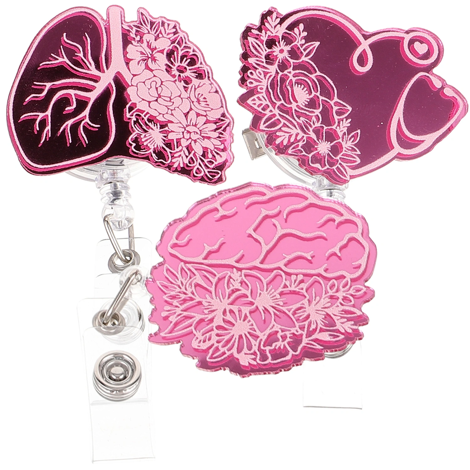 3pcs Retractable Badge Buckle Portable Badges Reel ID Badge Clip Novelty Badge Holder Nurse Badge Reel