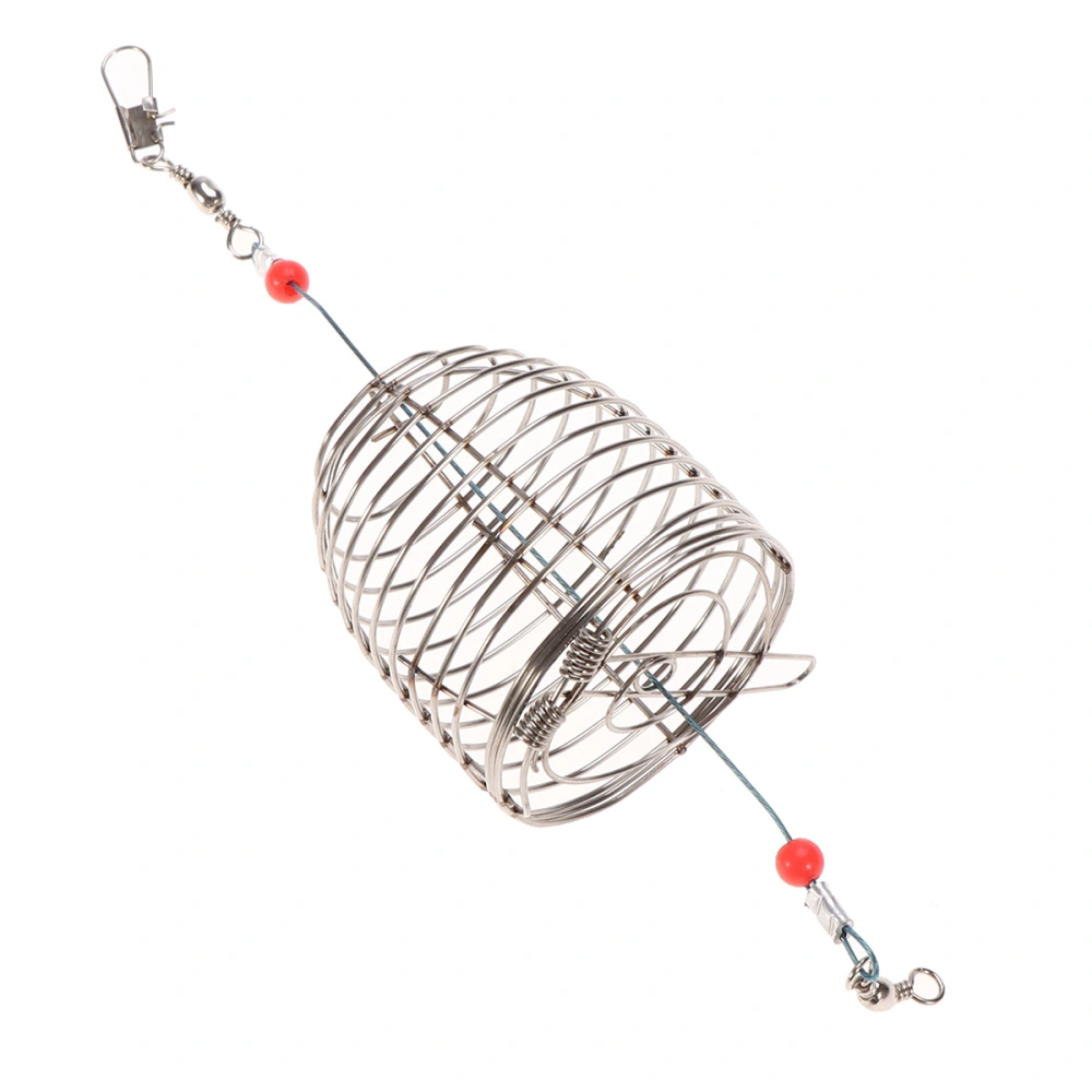 5 PCS Stainless Steel Fishing Bait Cage Lure Cage Bait Fishing Trap Basket Feeder Holder Fishing Tackle - Size L