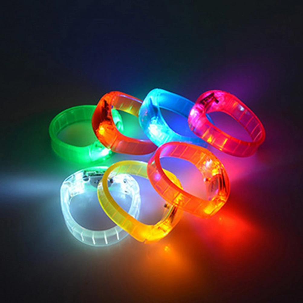 1pc LED Light up Bracelet Sound Control Flash PC Bangle for Festival Party Daekness (Pink)