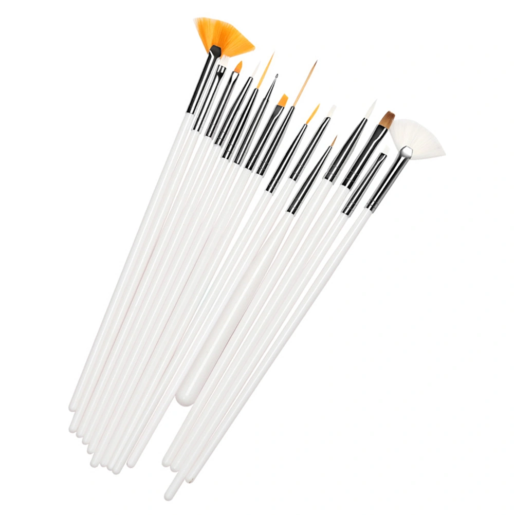 15pcs Nail Polish Manicure Art Painting Brush with 5pcs Dotting Pen Set for Nail Beauty
