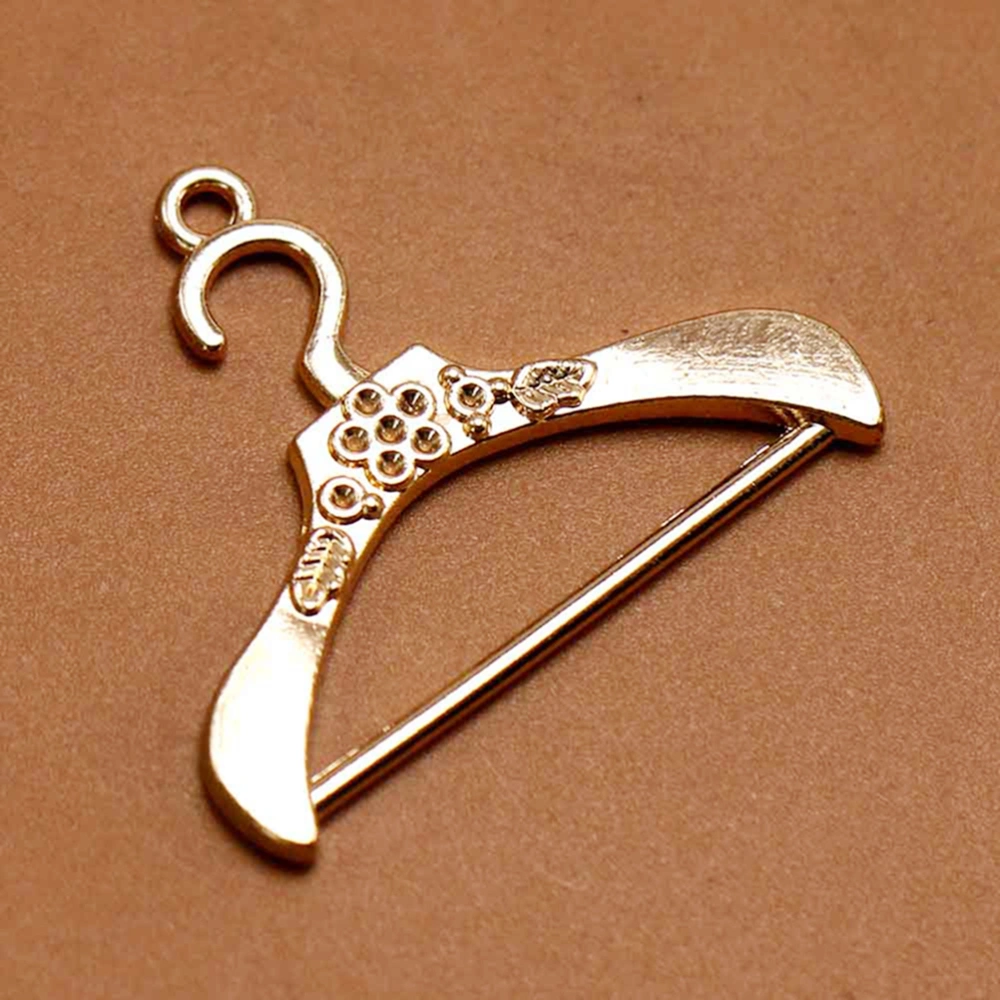 10pcs Carved Coat Hanger Pendants Alloy Charms DIY Jewelry Making Accessory for Necklace Crafts (Golden)